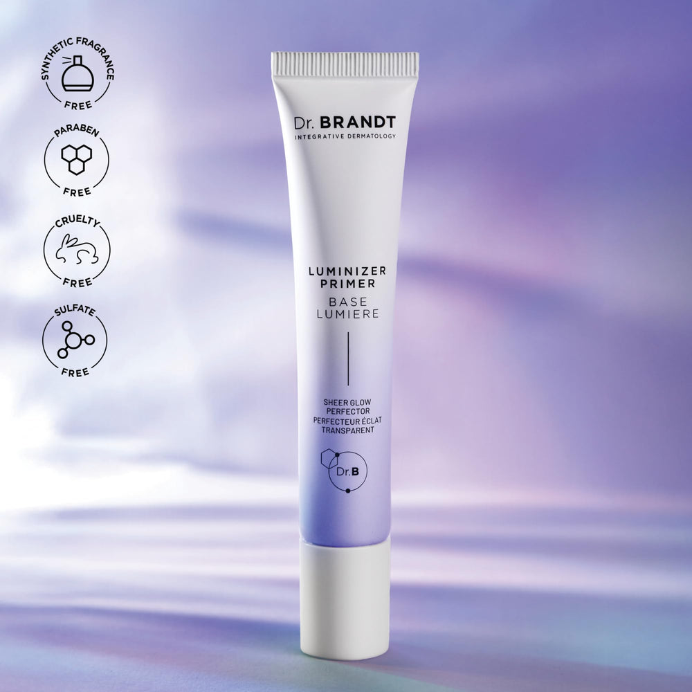 Dr. Brandt Skincare Pores No More Luminizer Primer packaging highlights premium design.