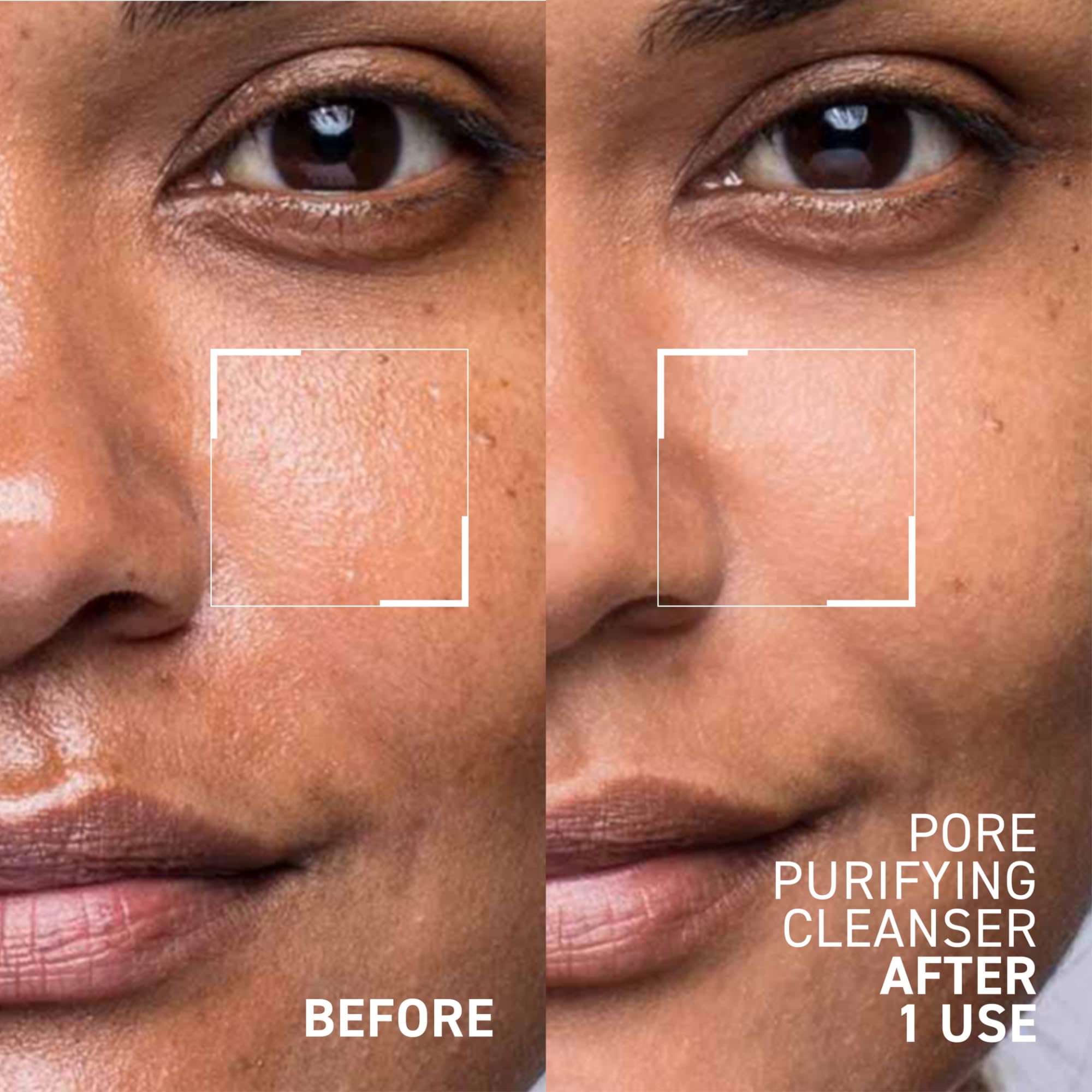 Close-up texture reveals Pores No More dissolving impurities.