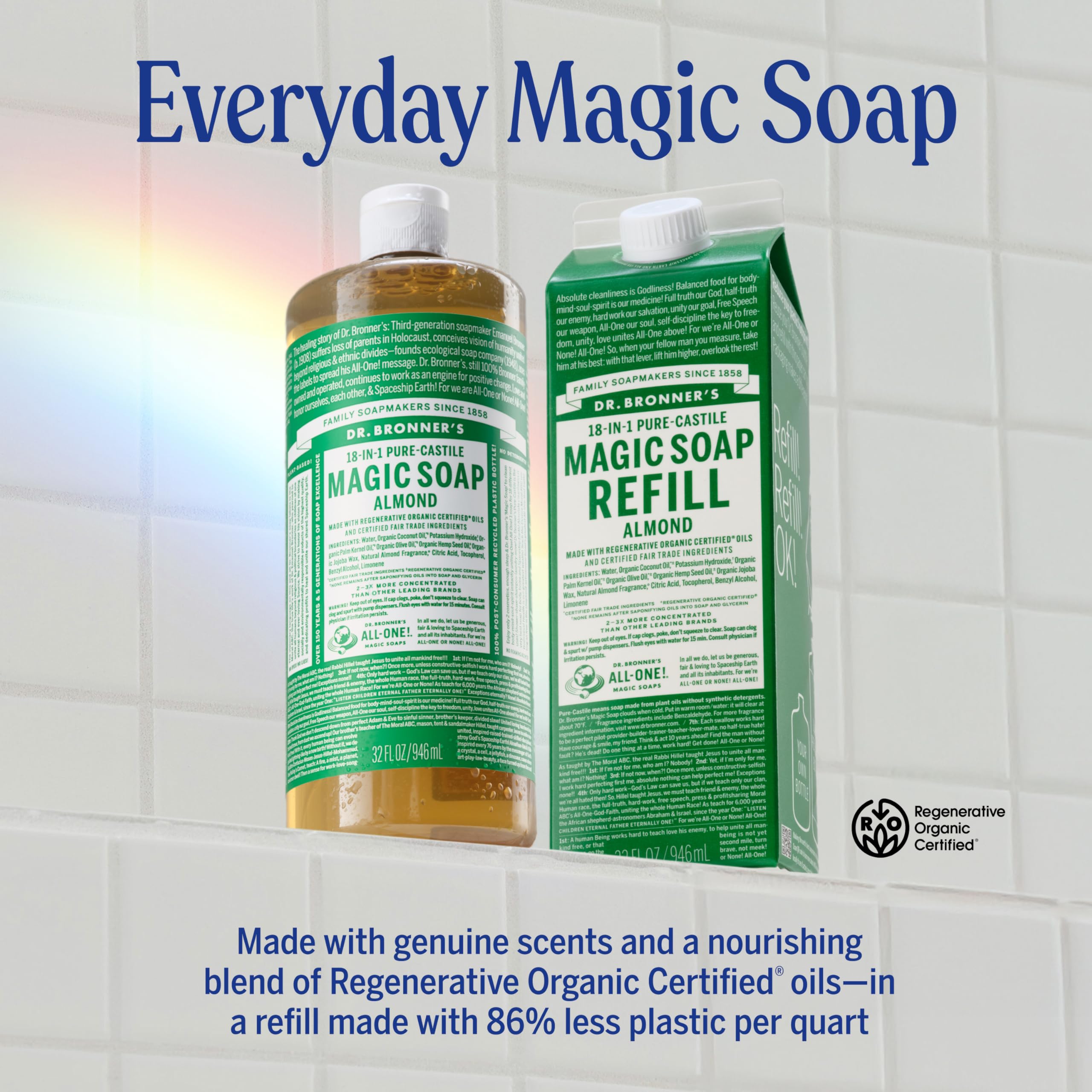Dr. Bronner's Almond Castile used on face for gentle cleansing