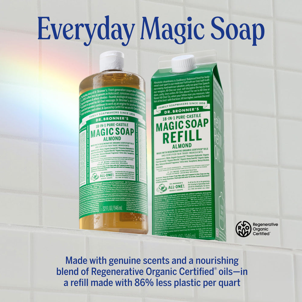 Dr. Bronner's Almond Castile used on face for gentle cleansing
