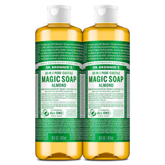 Dr. Bronner's Almond Castile Soap bottle with rich almond fragrance.
