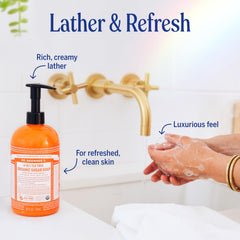 Organic coconut-olive-hemp oil blend creates silky lather in Dr. Bronner's