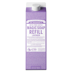 Dr. Bronner's Lavender Liquid Soap refill for eco-friendly home cleaning.