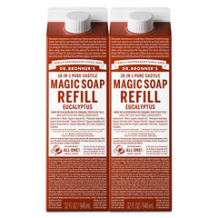 Dr. Bronner's refill eucalyptus 32 oz carton for versatile cleaning at home