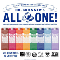 Dr. Bronner's multi-use scene illustrating dishes, laundry, and surfaces.