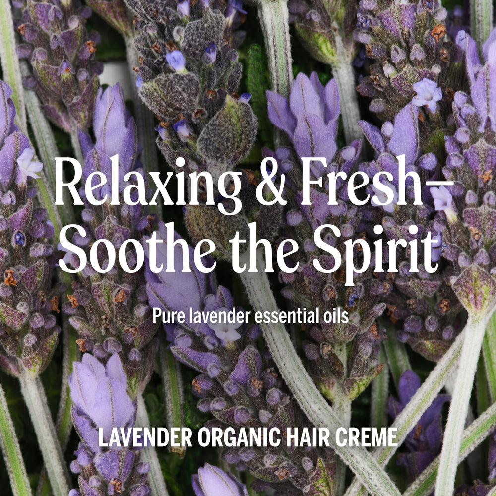 Dr. Bronner's Organic Hair Crème Lavender Coconut being applied for moisturized, lightly styled hair