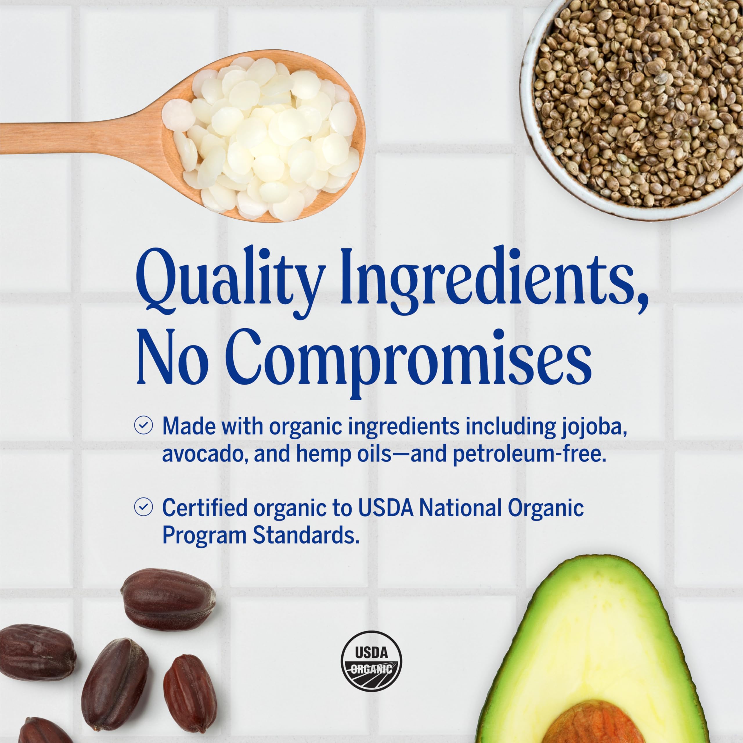 Dr. Bronner’s lip balm beeswax and avocado oil ingredients highlight nourishment