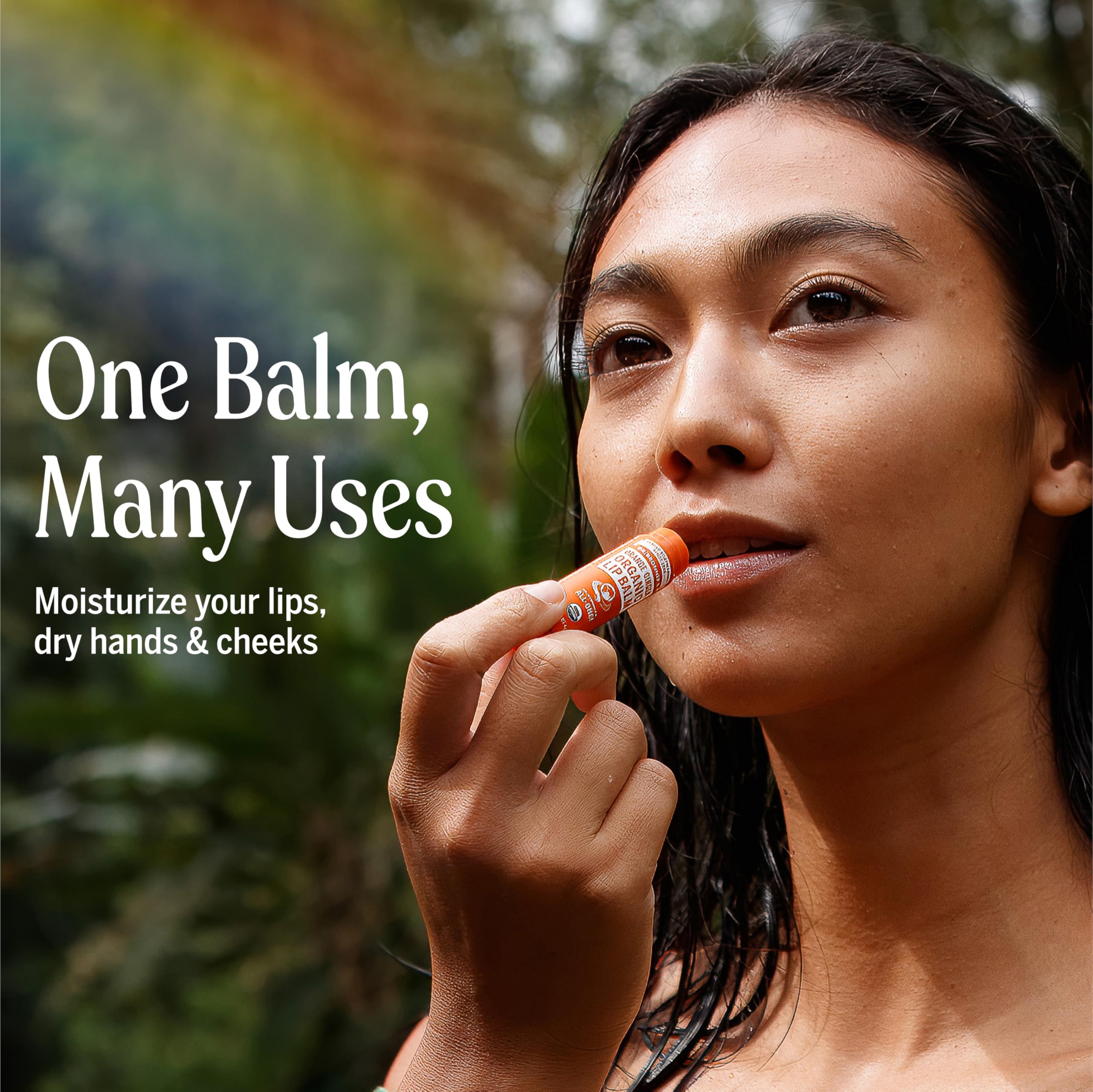 Orange Ginger label close-up; pleasant aroma enhances daily lip care