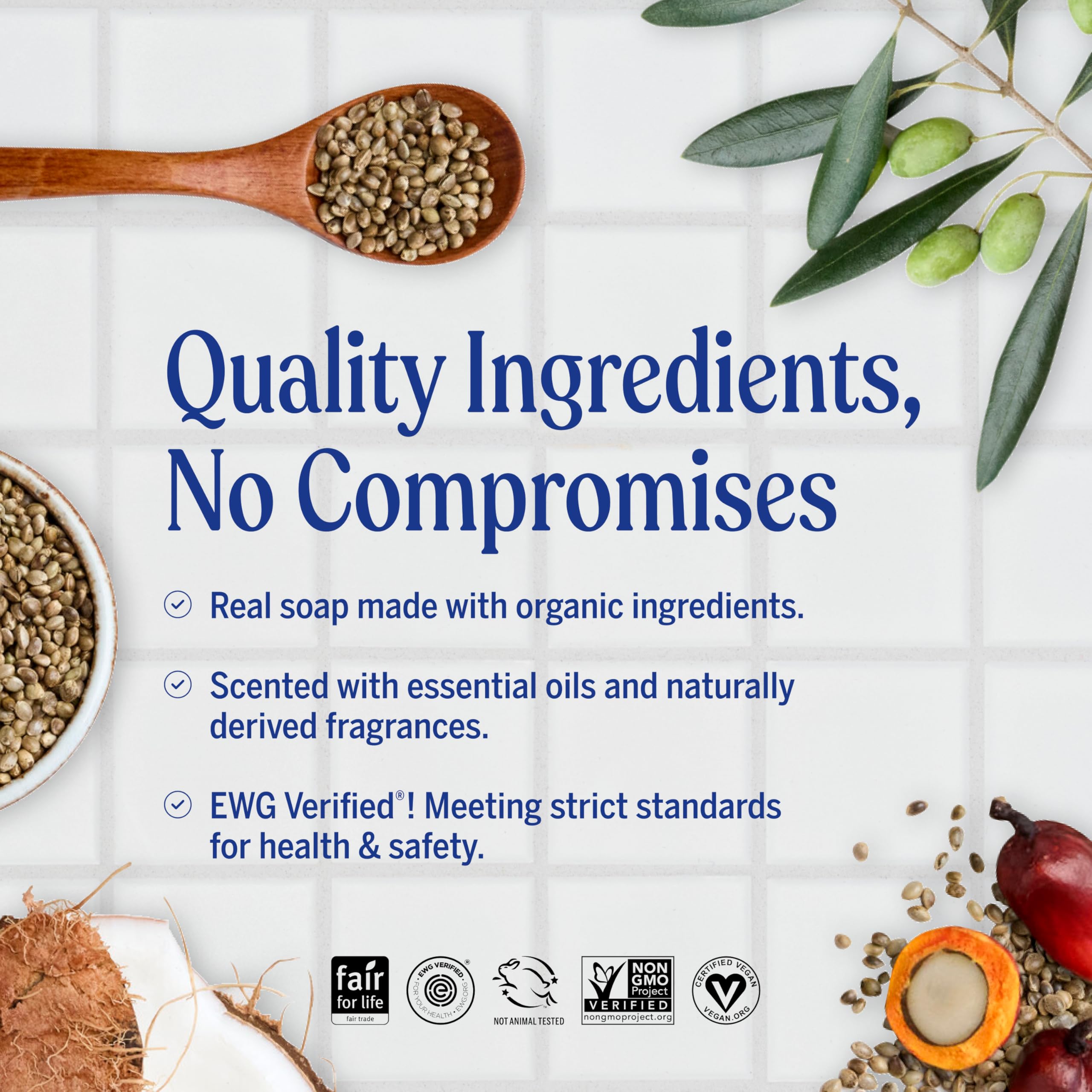 Organic oil blend in Dr. Bronner's peppermint castile soap.