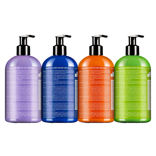Dr. Bronner's Peppermint Sugar Soap bottle with refreshing, invigorating wash.
