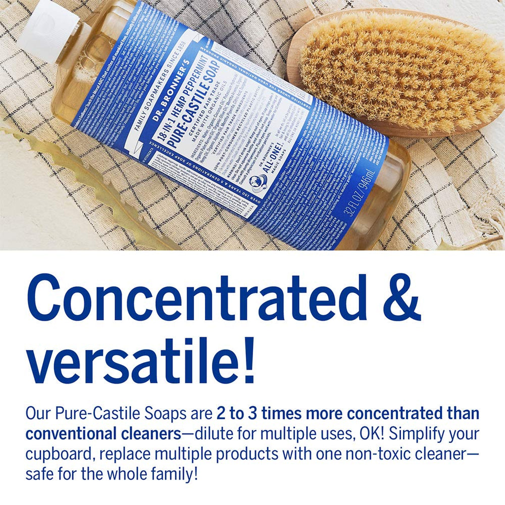 Dr. Bronner's peppermint Pure-Castile lather on kitchen surfaces.