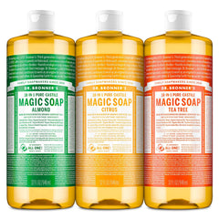 Dr. Bronner's Pure-Castile Almond bottle displaying gentle cleansing aroma