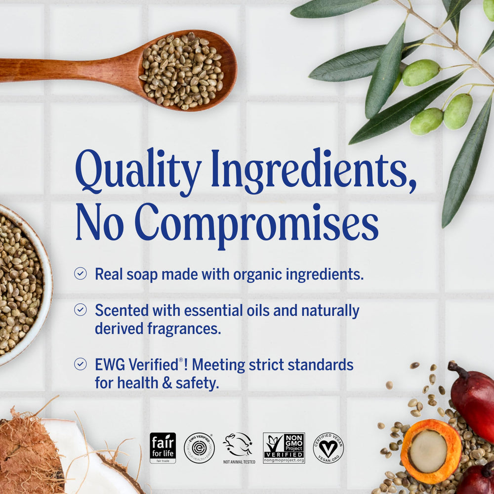 Dr. Bronner's unscented bar cleanses gently for sensitive skin