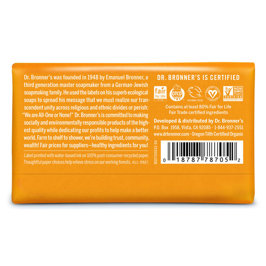 Dr. Bronner's Citrus bar soap applied to face and skin