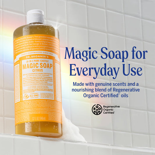 Dr. Bronner's Pure-Castile Citrus bottle with refreshing scent for hands and skin