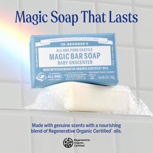 Close-up of rich lather from Dr. Bronner's Pure-Castile bar
