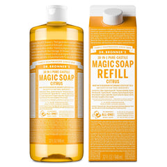 Dr Bronner's citrus castile lather demonstrates rich foam for body, face, and hair