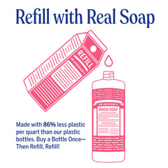 Dr. Bronner's Rose pour action for easy body wash and hand soap.