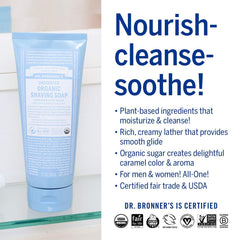 Three-pack Dr Bronners Organic Shaving Soap in Lavender, Unscented, Peppermint