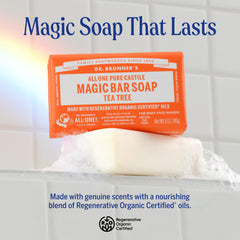 Dr. Bronner's Tea Tree Bar for body provides refreshing cleanse