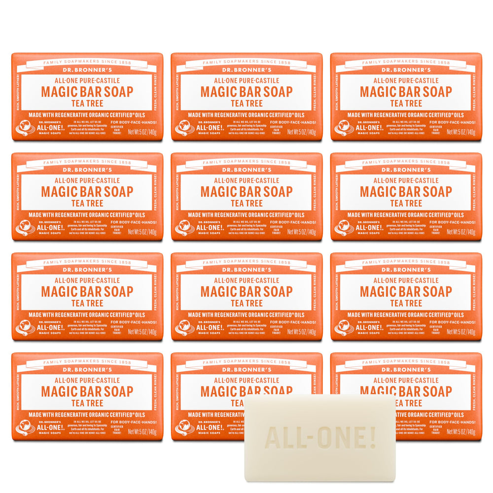 Dr. Bronner's Tea Tree Bar for face with rich lather and gentle cleansing