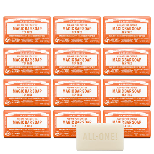 Dr. Bronner's Tea Tree Bar for face with rich lather and gentle cleansing