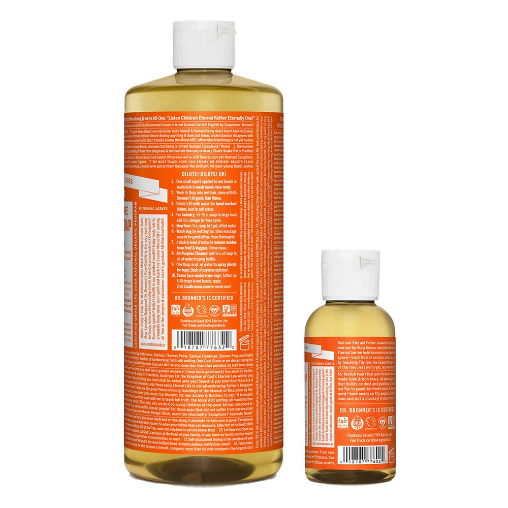 Dr. Bronner's Tea Tree 2oz travel bottle for on-the-go cleaning.