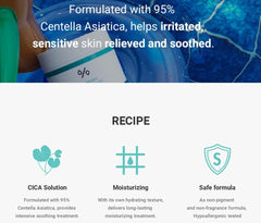 No pigment and no fragrance claims emphasize pure Centella delivery
