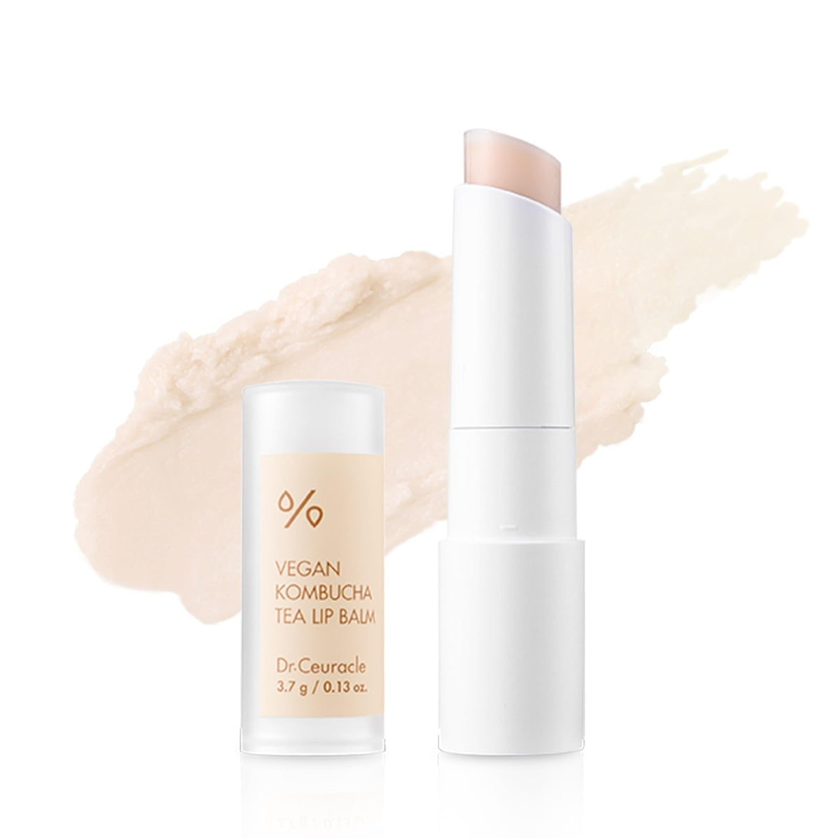 Dr. Ceuracle vegan kombucha tea lip balm in tube delivers smooth, hydrating lip care.