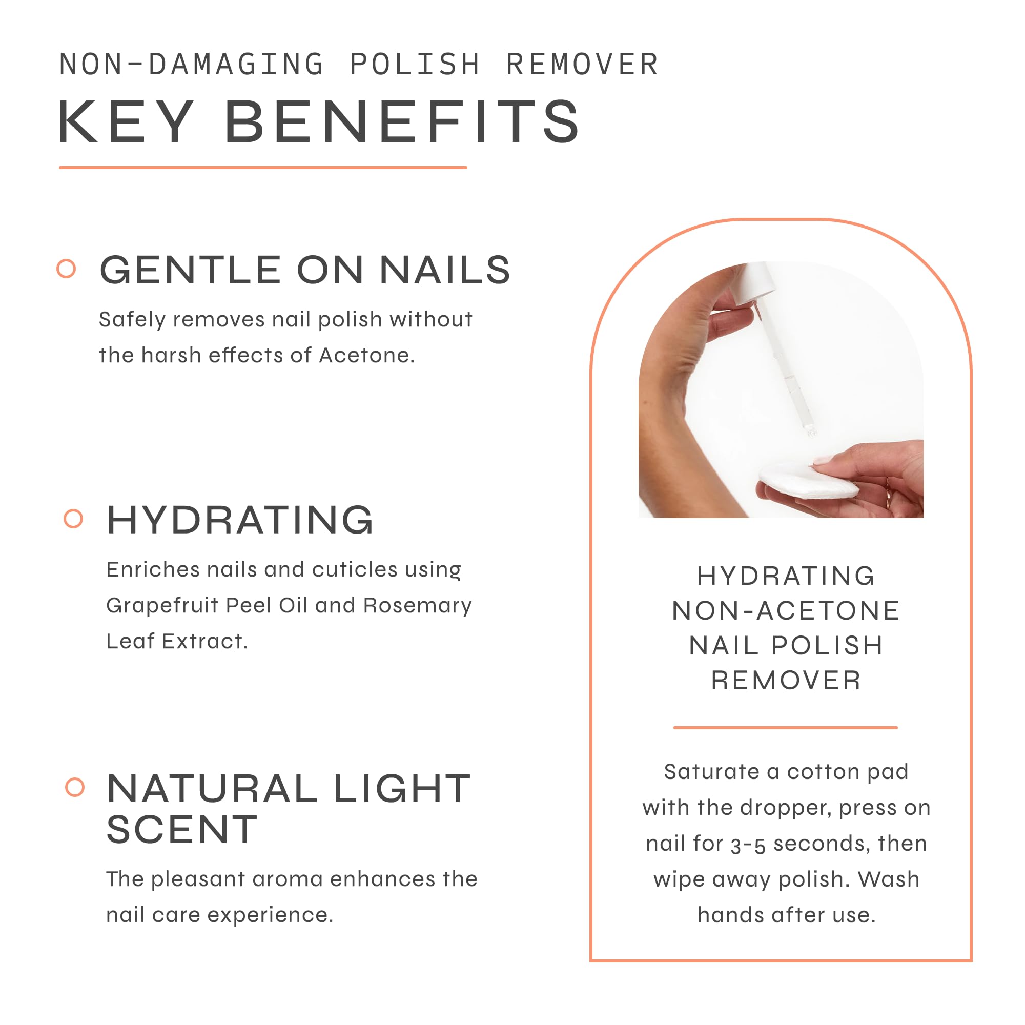 Nails appear hydrated after using Dr. Dana Beauty non acetone remover.