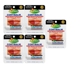Dr. Dan's Cortibalm 5-pack pack shot showing a five-tube lip care kit