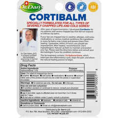 Close-up of Cortibalm tube showing creamy texture for soothing lips