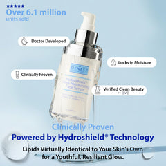 Close-up of HydroShield Ultra Serum texture highlighting creamy, fast-absorbing formula