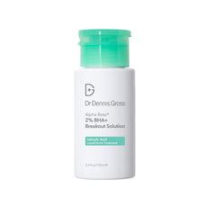 Dr Dennis Gross Alpha Beta 2% BHA+ bottle with pump for breakout care and clearer skin.