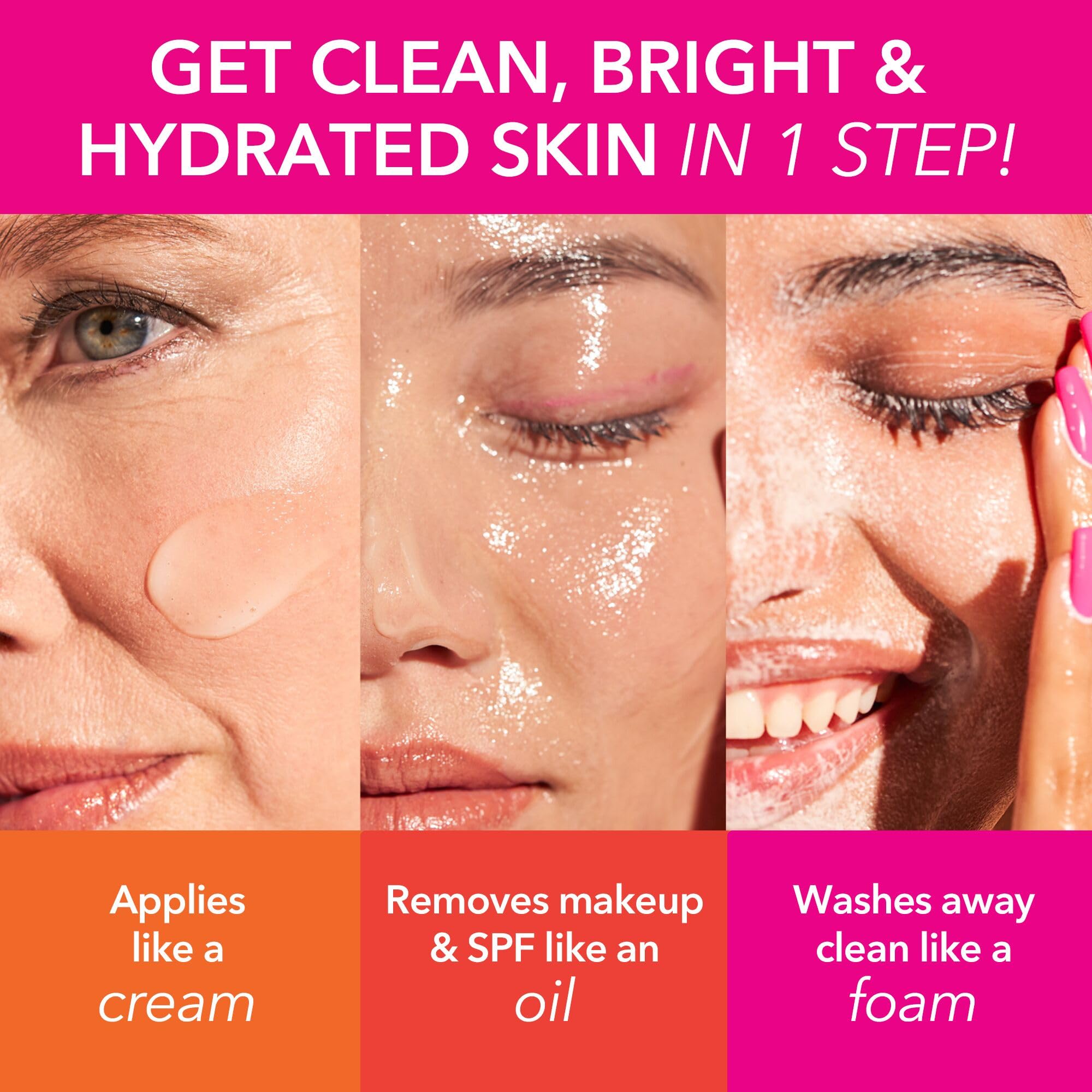Dr Dennis Gross cleansing oil on fingertips massaging makeup and SPF away.