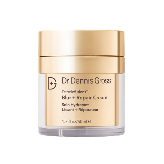 Dr Dennis Gross DermInfusions Blur Repair Cream pump dispenses for easy daily use.