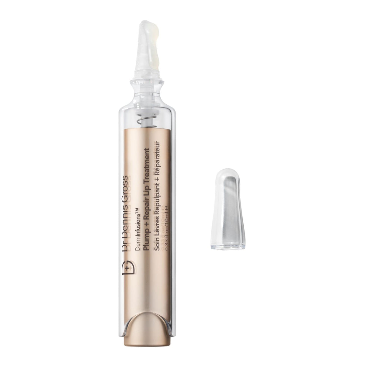 Dr Dennis Gross DermInfusions clear lip treatment bottle pump delivers immediate plump results