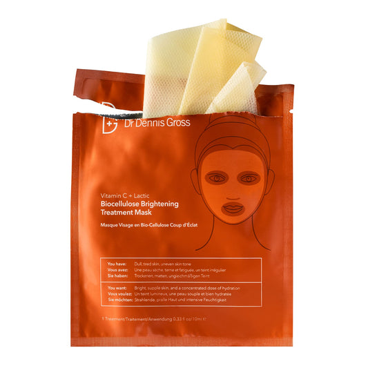 Dr Dennis Gross mask contour-hugging design delivers deep hydration and a brightened look.