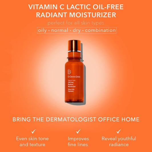 Dr Dennis Gross VitC+Lactic moisturizer pump close-up shows smooth texture