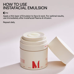 Dab of InstaFacial Emulsion applied to cheek for gentle, even spread.