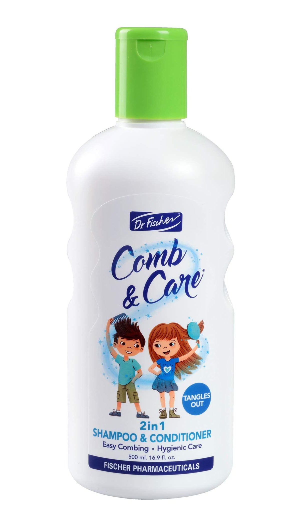 Dr. Fischer 2-in-1 kids shampoo conditioner bottle for gentle cleansing.