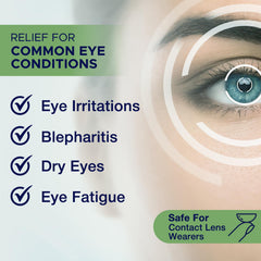 Eyelids being cleansed with Dr. Fischer cleanser for refreshed feel.