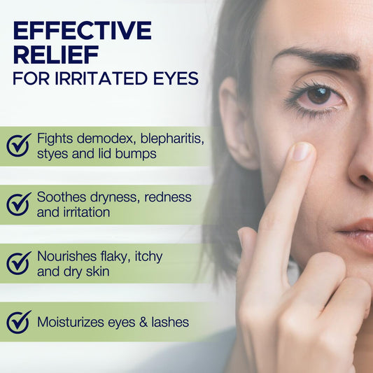 Dr. Fischer Tea Tree Eyelid Cleanser close-up showing tear-free foam application.