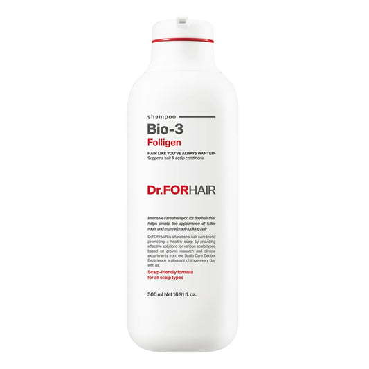 DR.FORHAIR Folligen Bio-3 Shampoo bottle with root-strengthening formula for healthier hair