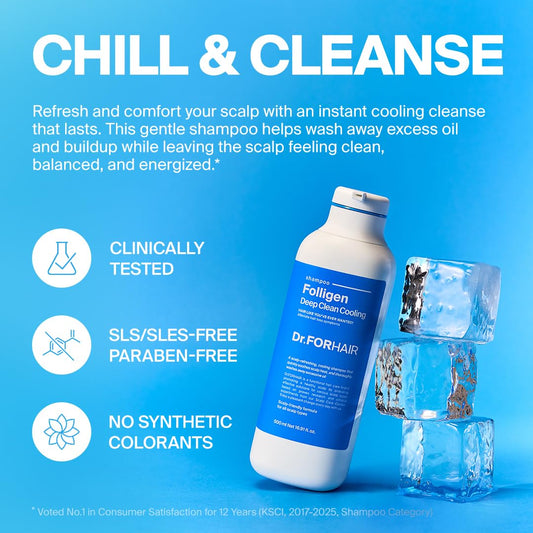 Close-up of the cooling effect on the scalp with Dr.FORHAIR Folligen shampoo.
