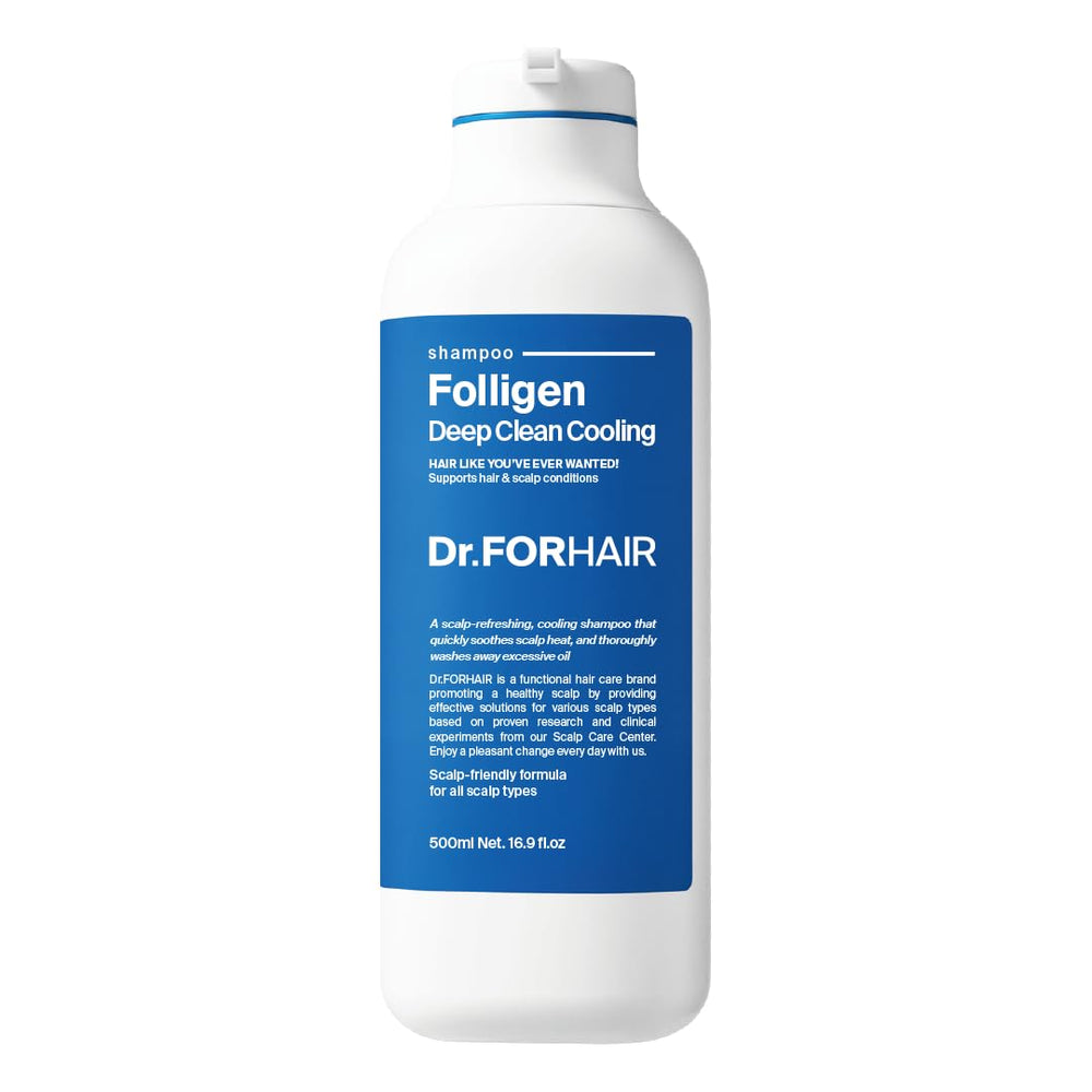 Dr.FORHAIR Folligen Deep Clean Shampoo bottle illustrating a purifying cleanse for a refreshed scalp.