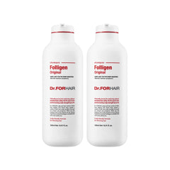 Dr.FORHAIR Folligen Original Shampoo bottle close-up for repair potential.