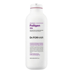 DR.FORHAIR Folligen Silk Shampoo bottle highlights volume-boosting care.