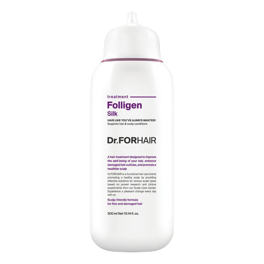 DR.FORHAIR Folligen Silk Treatment bottle pour delivering gentle scalp hydration.