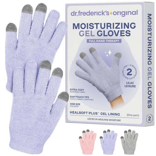 Dr. Frederick's Original Gel Gloves with outer plush shell providing hydration on hands